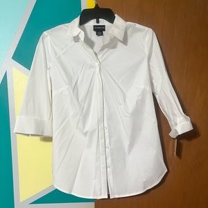 NEW - White Liz Claiborne Button up quarter sleeve